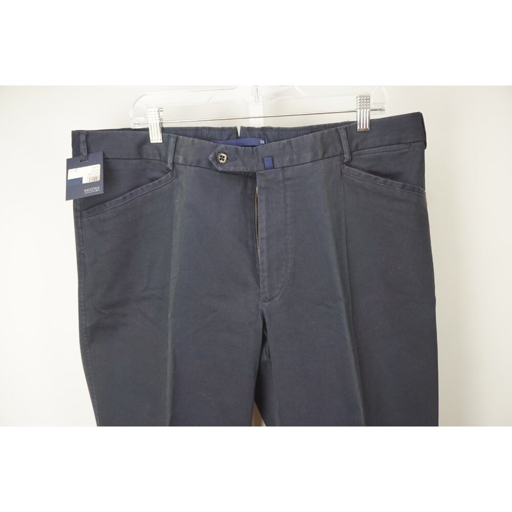 Incotex Navy Blue Cotton Blend Casual Mens Pants Sz 56 NEW